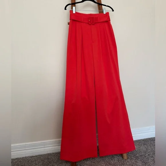 ANTONIO MELANI Vibrant Red-Orange Wide Leg Pants - Picture 4 of 13